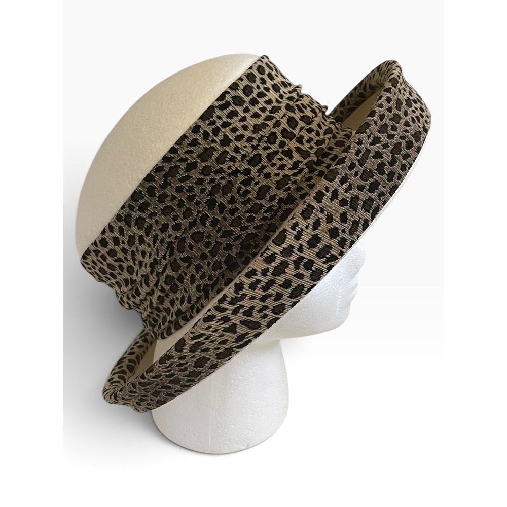 Deborah Fashions Wool Cloche Hat Cream Leopard Print